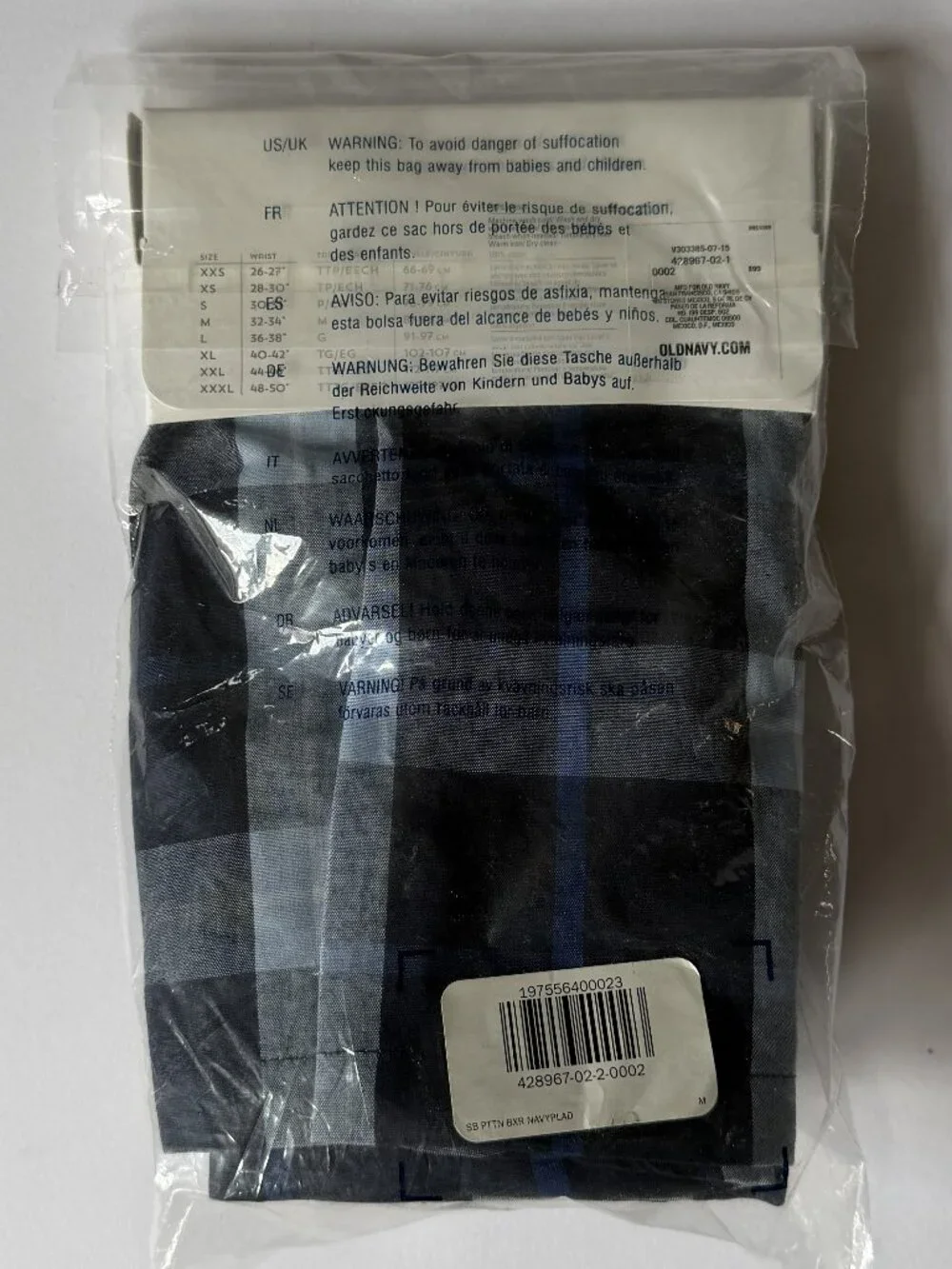 OLD NAVY Bundle 6-Piece Men's M Boxers 100% COTTON Woven Blue & Grey Plaids NEW